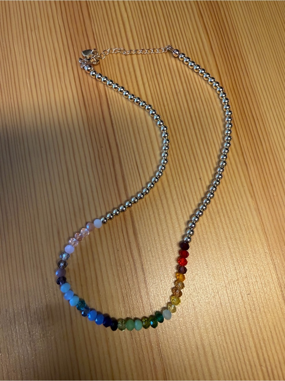 Multicolor Bead and Gold-Tone Ball Necklace